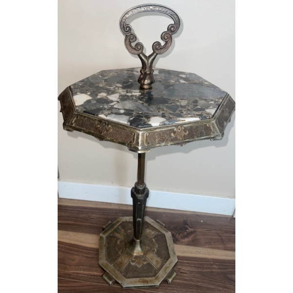 19th Century Hand Carved Fossil Stone End Table 28T