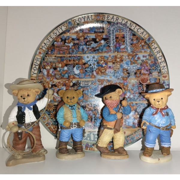 Teddy Bear Ornament Collection  "Cowbears & Teddy's" w/ Collectible Plate