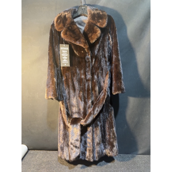 Brown Mink Fur Coat with Embroidered Lining