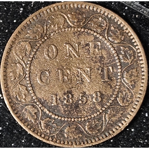 1858 Canada 1¢ Large Cent Coin - 1st Year Issue with Protective Plastic Case