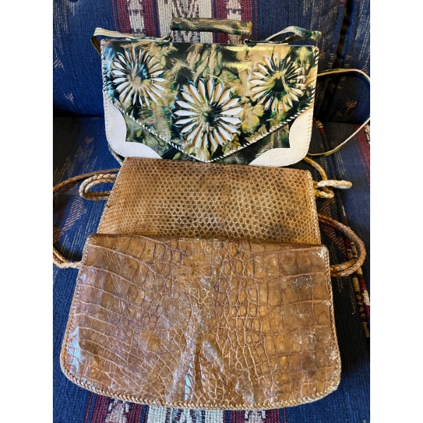  Three authentic alligator purses.