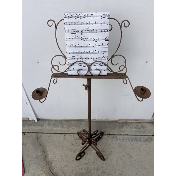 Decorative Metal Music Stand with Candle Holders