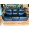 Image 2 : Soft Black Leather Reclining Couch In Great Condition 77"Long Depth 32" H 37" 