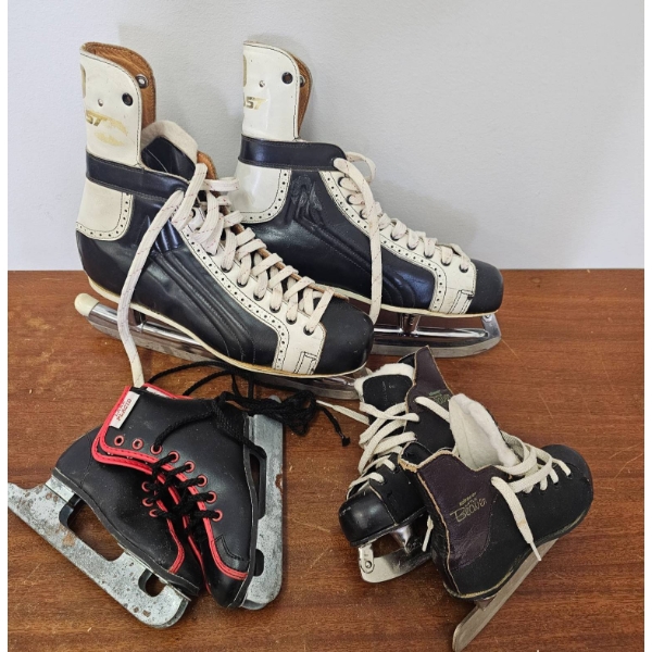 Three Pairs of Ice Skates, Including CCM Super Tacks