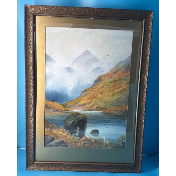 Beautiful Mountainside Watercolor By: W Maryhale - 20x15