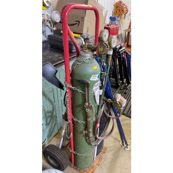Vintage Oxygen Tank/ Meter on Dolly
