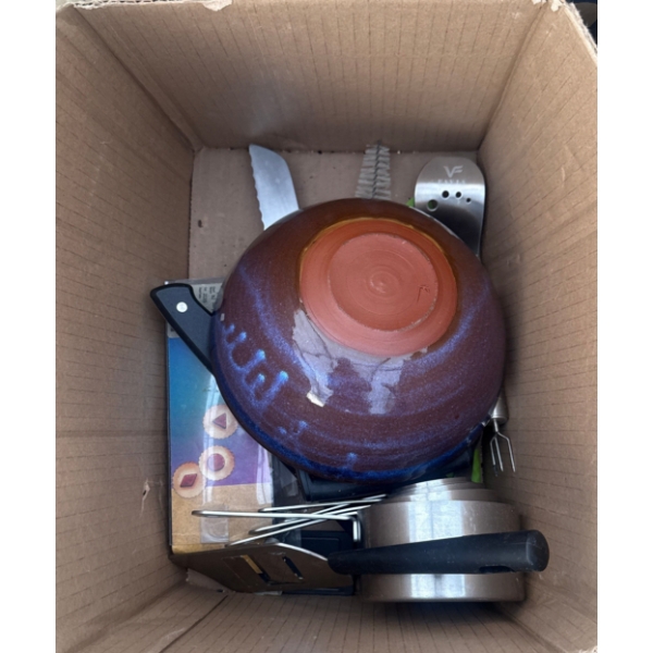 Assorted Kitchenware: Utensils, Frying Pan, Corning Ware- Cornflower Blue and More!