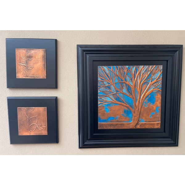 Vibrant Tree Intertwined 3D Copper Art Trio  16" x 16"(Largest)