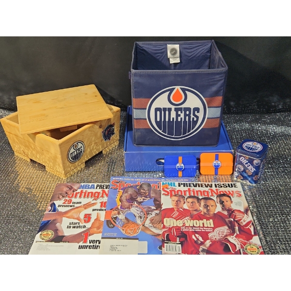 Baskets and Nets - Basketball Magazines, Hockey Collectibles, Beautifully Crafted Wooden Storage