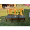 Image 1 : 4 Oak Antique Chairs With Blue Leather seating Surface W18" H37"  