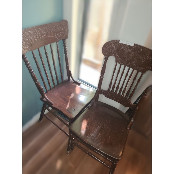 8 Carved Wood Dining Chairs incl 4 Greenman North Wind Chairs