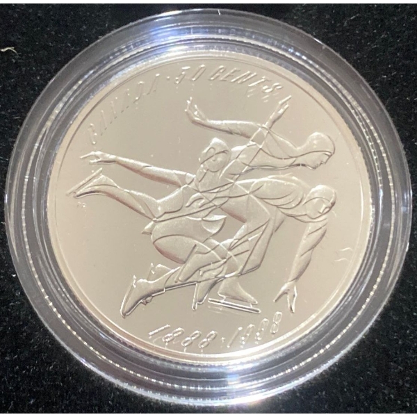 1998 Canadian 50-Cent Sterling Silver Coin From The "Canadian Sports Firsts" 92.5% Silver 9.3 Grams