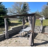 Image 7 : Back Yard Outdoor Gazebo w/ Picnic Table & Benches *(Needs New Curtains!) 