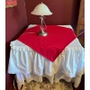 Image 1 : Metal Table (30W, 31D, 27T) w/ Lovely Linens, Metal Lamp 