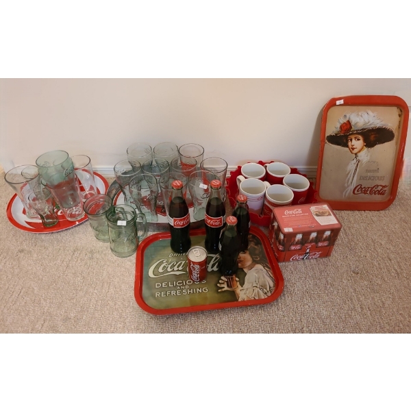 Coca-Cola Collectibles: Glasses, Mugs, Recipe Cards, Trays w/ Ladies 15.5 X 11 and More!