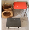 Image 1 : Vintage Suitcase 18 W, 11.5 D, 5.5 T (When Flat), Stool 17.5 W, 11.5 D, 17.5 T , Mag Rack, Baskets