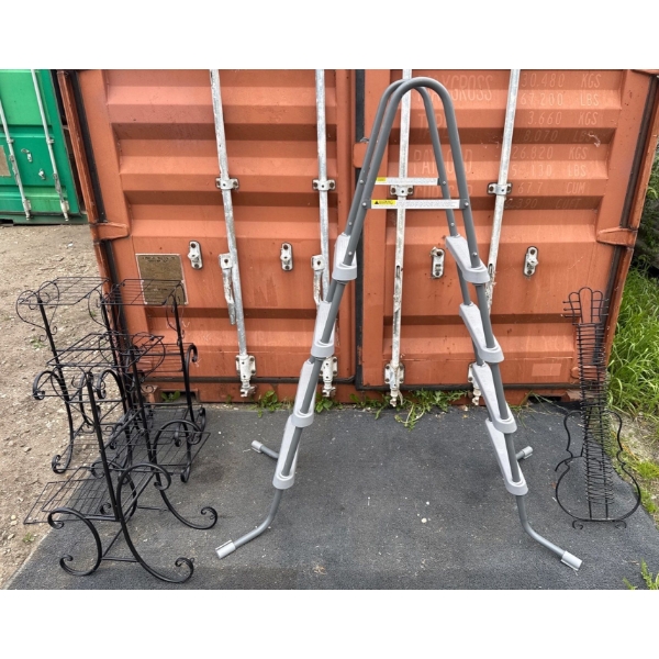 Recreation/ Multi Use Ladder (4 Rung, ~5Ft Tall), Metal Organizers  (4 Pc, Need to Finish Assembling