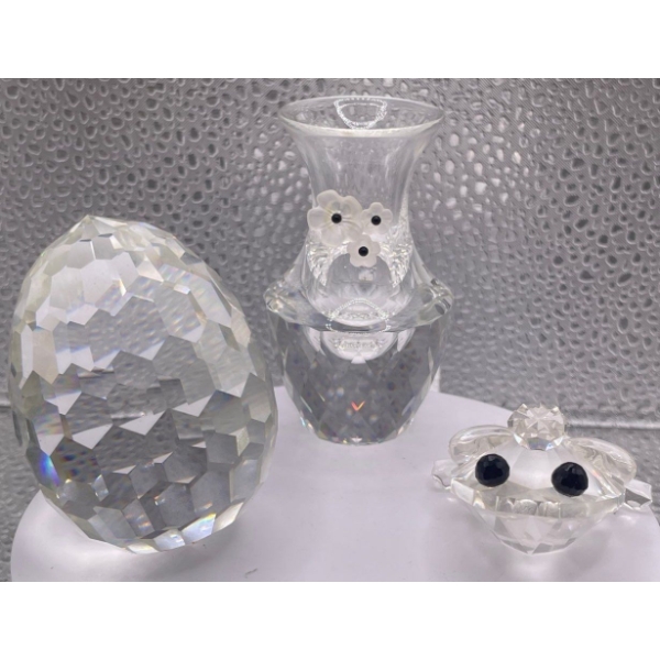 Swarovski Crystal Animal Frog, Vase and Egg