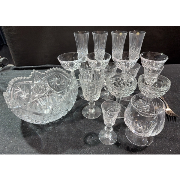 Cut Crystal Glassware And Bowl Collection