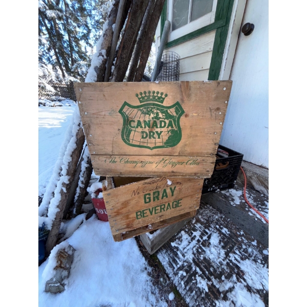 original Canada dry gray beverages, wooden crates 