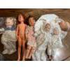 Image 2 : Collection of vintage dolls, and a vintage wood highchair