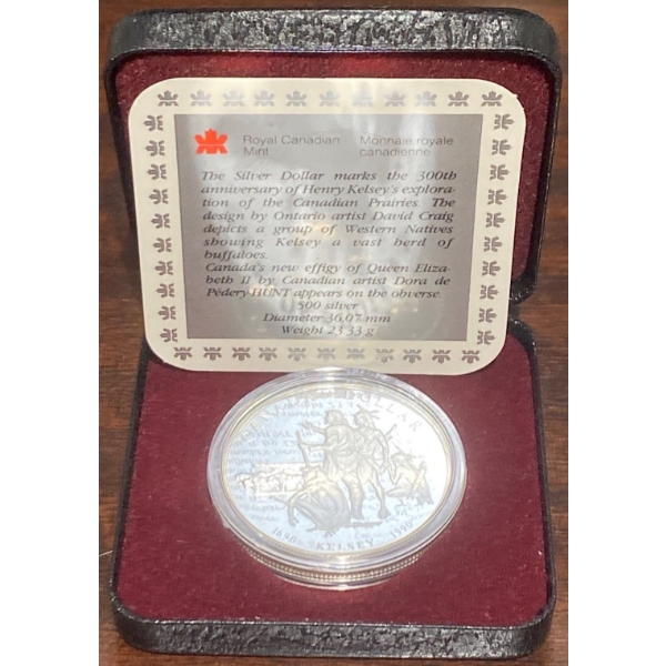 1990 Henry Kelsey Proof Coin 50% Silver 23.33 Grams