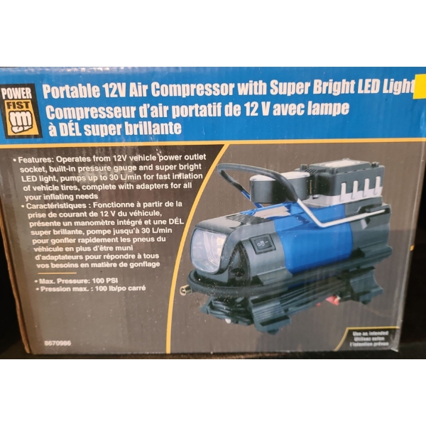 Powerfist Portable 12V Portable Air Compressor Model 8670986