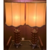 Image 4 : Mid-Century Modern Amber Glass Bubble Lamps With Original Shades
