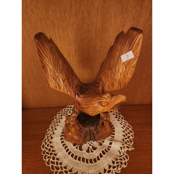 Carved Wood Eagle 5.5 X 4.5 Base, 10.5 T 