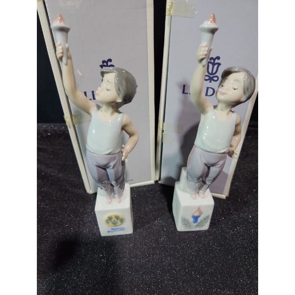 lladro "Olympic Torch" Figurines Both 10 T w/ Boxes