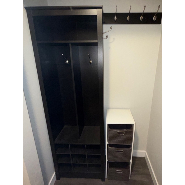 Front Closet/Entry Way Organizer Or Hall Tree w/shoe storage- Coat Hooks & Cupboard