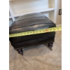 Image 5 : Chocolate Genuine Leather Ottoman With Nailhead Trim and Wooden Turned Legs