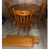 Image 1 : 7 Piece Oak Colonial Style Round Wooden Dining Table - 4 Chairs 2 Leaves 1 Table