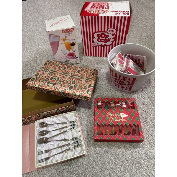 Household Miscellaneous - Popcorn Bowl, Decorative Cutlery, Glasses 