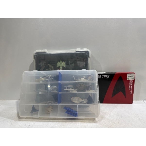 Collection of Star Trek Mini Ships and Plaque
