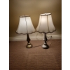 Image 1 : Pair of Farmhouse Chic Table Lamps 15T - One Shade is Slightly Discolored on One Side