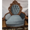 Image 1 : Antique Art Nouveau Single Chair w/ Baby Blue Velvet - 34W, 25D, 42T