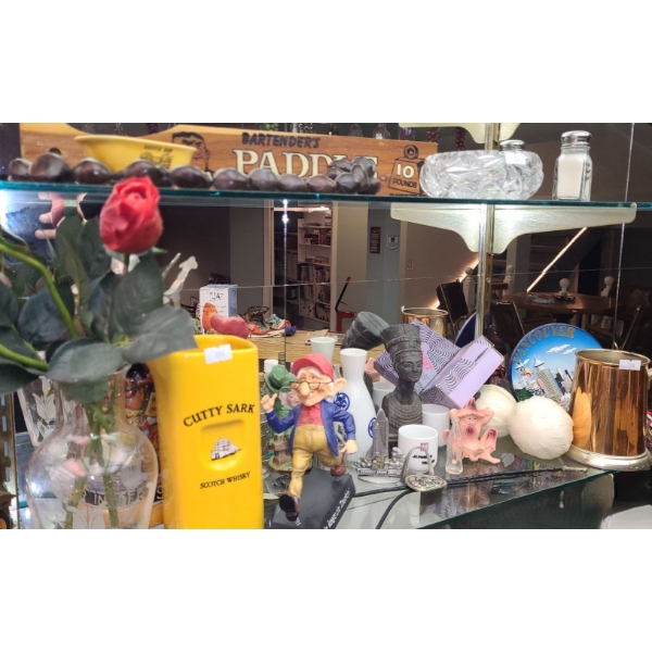 Contents of Shelf, Assorted Decor/ Barware- Cutty Sark Pitcher 7 T