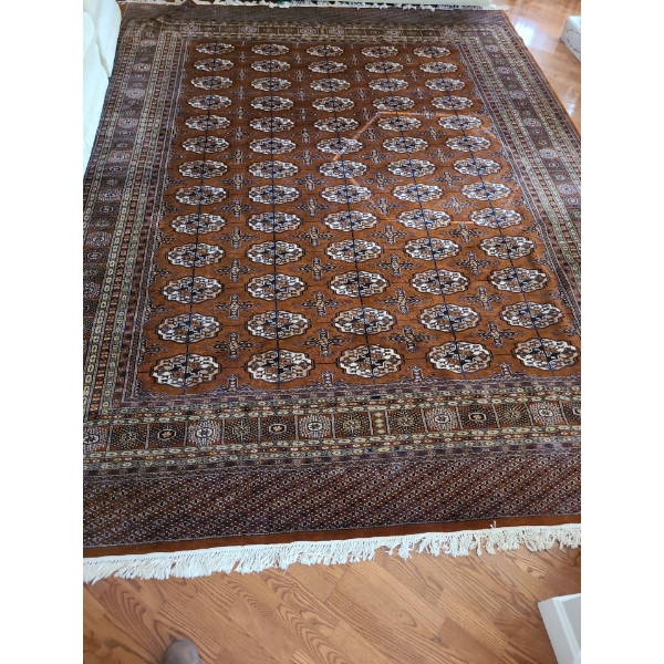 Gorgeous Large Red Rug 'Royal Bokhara' , Wool & Cotton  12-1x9-2