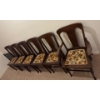 Set of 6 Antique Dining Table Chairs, Wood & Textile, 39In Tall 