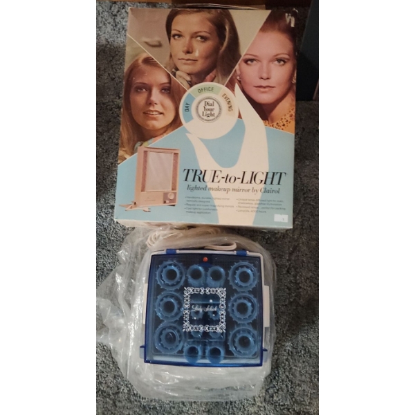 Vintage Clairol True- to- Light Make-Up Mirror Model LM-1 and Lady Shick Heated Rollers