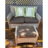 Image 1 : Outdoor Wicker Loveseat and Ottoman Set with Cushions