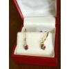 Image 1 : Yellow Gold 14K Stamped Earrings Pink/Red Stones, Weighs 0.99g