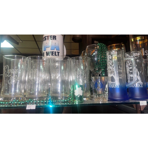 Assorted Beer Mugs Schooners & Double Rocks Glasses That Read 'Opa's Bar'