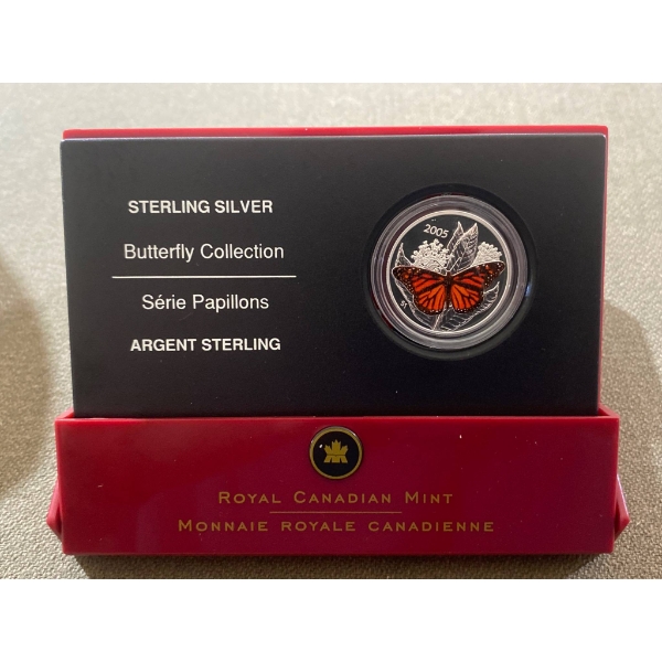 2005 Royal Canadian Mint Sterling Silver Butterfly Coin with Certificate