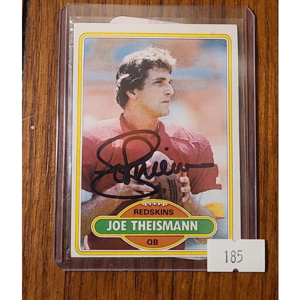Joe Theismann Authenticated Red Skins QB Autographed  Card
