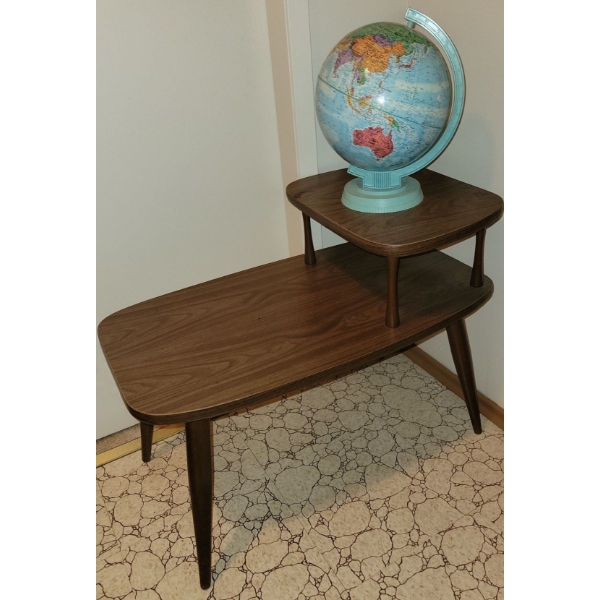 Vintage 2 Tiered Telephone Table w/ 360 Degree Rotating Globe 24T