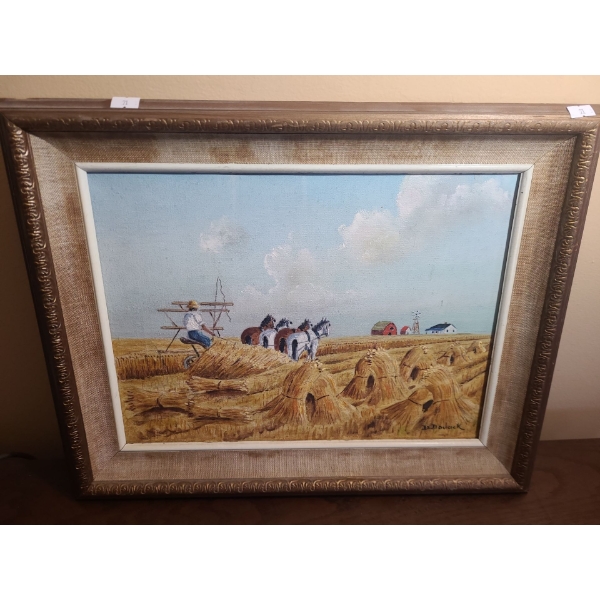 Painting "The Last Round"- Artist D. Dojack, 20 X 16 Paint on Canvas Board Framed