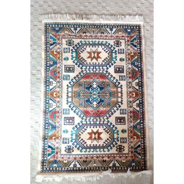 Stunning Tashkano 100% Art Silk Rug, Tribal Pattern, Made in Belgium - 55x37 