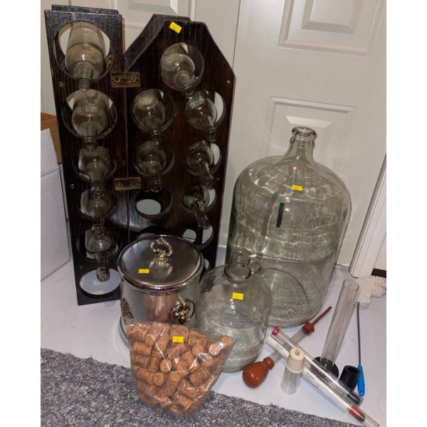 DIY Wine Making Kit w/ Solid Wood Vino Rack & Decorative Ice Bucket 